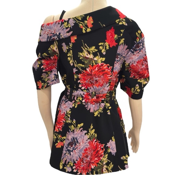 Cinq à Sept Katie Floral Wrap Off the Shoulder Chrysanthemum Jacket Blazer NEW - Picture 11 of 16